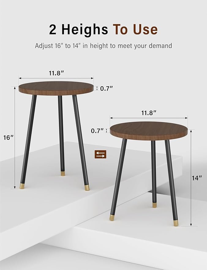 Plant Stand Indoor Outdoor: Small Plant Stand Indoor 16" Convertible Flowers Pot Holder - Small Round Side End Table Mid Century Modern Decor - Plant Table for Home Decor