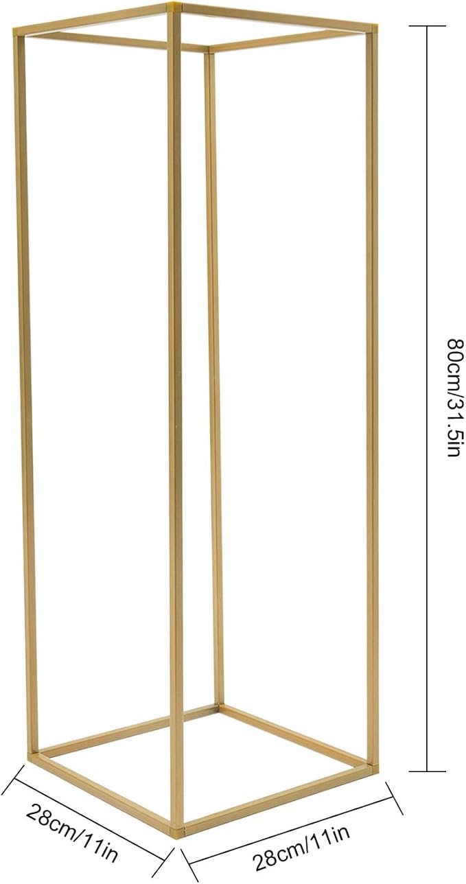 5 Pcs Metal Flower Stand for Wedding Centerpieces Stand Column Vases Wedding Flower Stand Rectangular Geometric Gold Centerpieces Stands for Wedding Decorations Home Party Event (5Pcs 31.49inch)