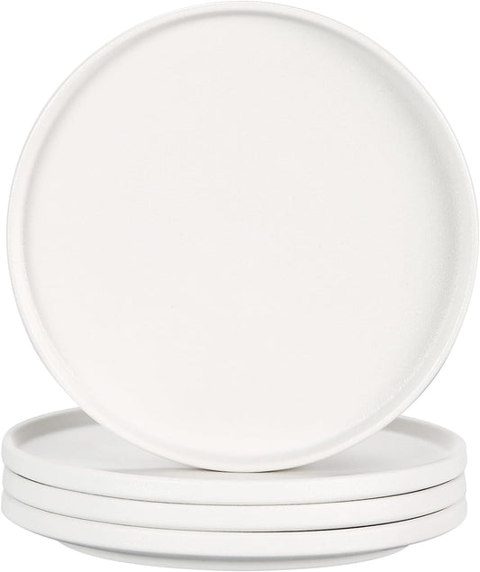 GZG Ceramic Salad Plates Set for 4,8 Inch Stoneware sets,Small Plates for Salads,Desserts,Appetizers,Microwave, Dishwasher,Oven Safe Serving Dish Set,Scratch Resistant,Ivory White