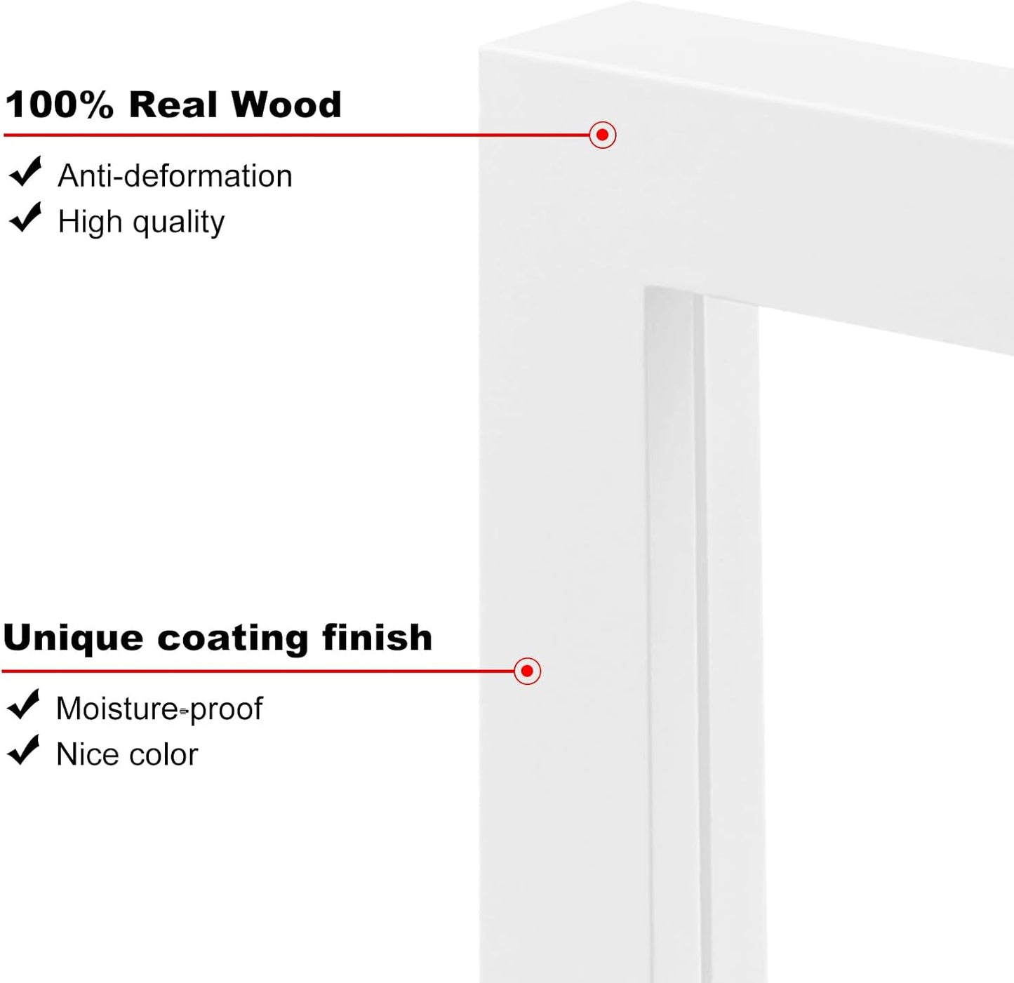 KINLINK 8x8 Picture Frame, White Square Solid Wood Frames for Pictures 4x4 and 6x6 with Mat or 8x8 without Mat, Wall and Tabletop Display Photo Frames White 4 Pack