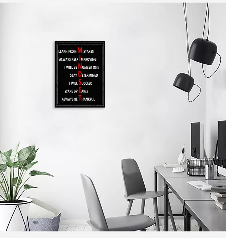 Inspirational Quotes Canvas Wall Art Motivational Mindset Poster Print Modern Inspiring Mindset Definition Picture Painting Framed Artwork for Office Living Room Home Wall Decor[18" W x 24" H]