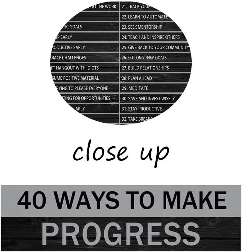 Inspirational Canvas Wall Art 40 Ways to Make Progress Motivational Posters Prints Modern Home Decor Painting Artwork for Living Room Bedroom Pictures Framed Ready to Hang[12" W X 18" H]