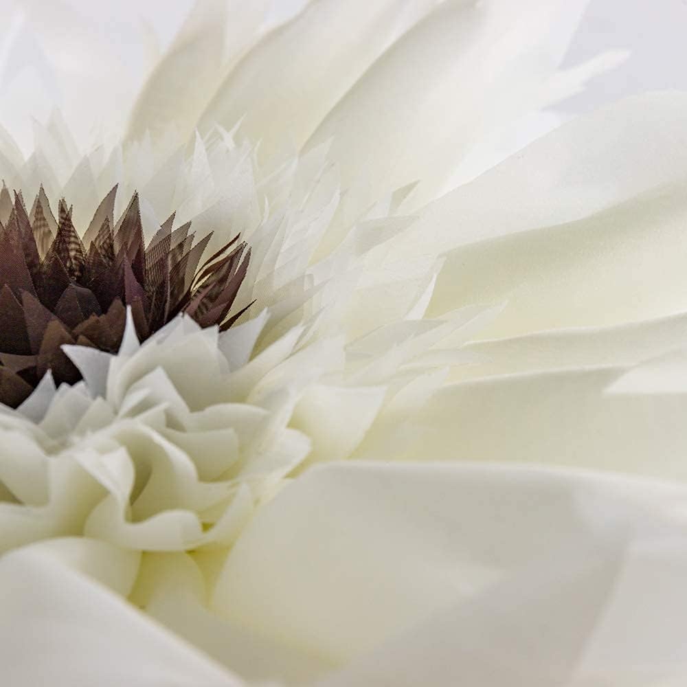 Handmade 3D Flower Round Throw Pillows with Inserts Included Decorative Daisy Accent Pillows Cute Soft Floral Velvet Cushion for Bed Couch Chair Bedroom Living Room Home Decor 12 Inch White