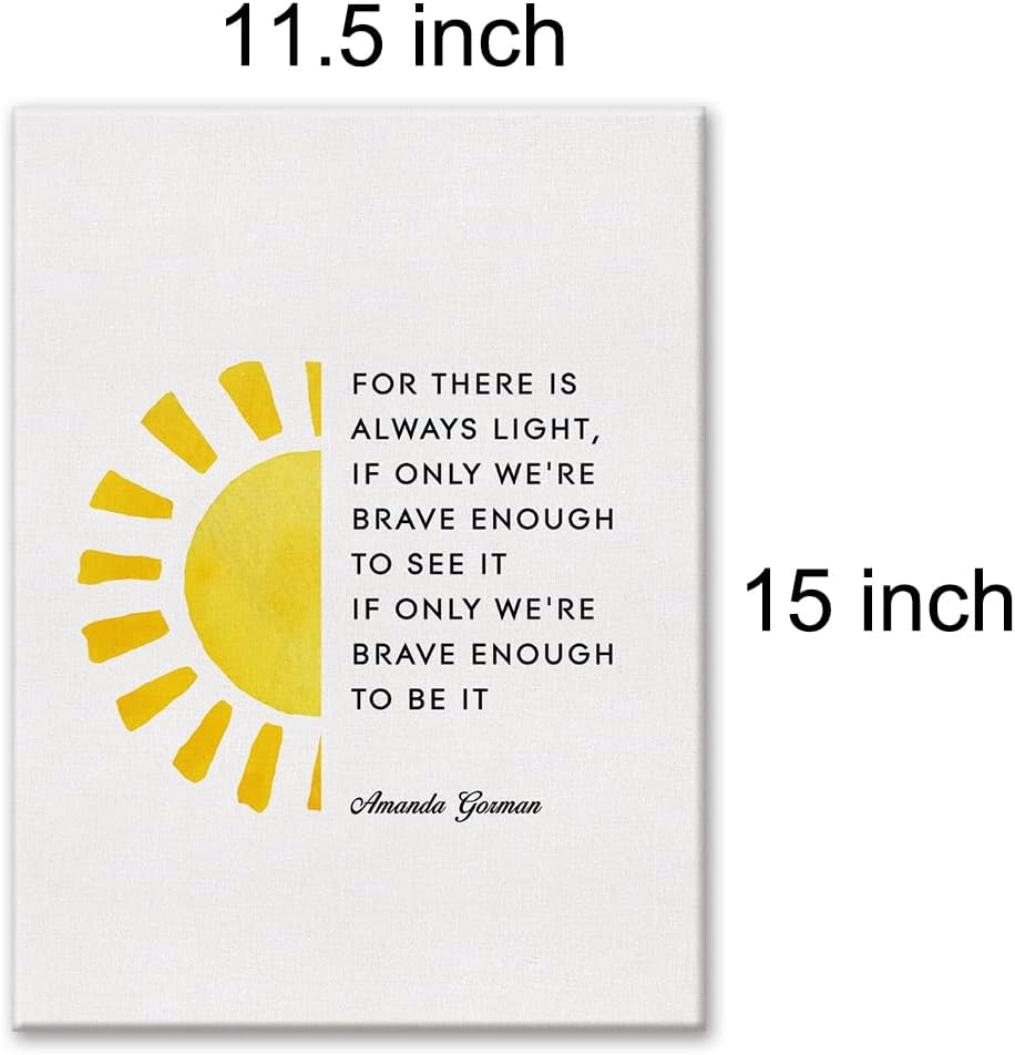 LEXSIVO Inspirational the Hill We Climb Print Canvas Wall Art Home Office Decor Feminist Poetry for There is Always Light Painting 12x15 Canvas Poster Framed Ready to Hang