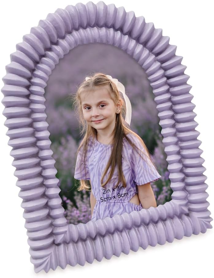 Isaac Jacobs 2x3 Matte Lavender Double Bead Arch Photo Frame with Black Fabric Easel, Tabletop, Wall-Mountable, Shelf and Desk, Decorative Art Design, Home Décor (2x3, Matte Lavender)