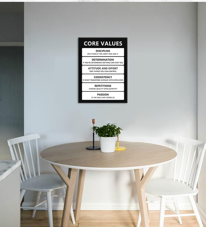 Inspirational Office Wall Art Motivational Print painting Artwork Core Values to Success Wall Decor for Home Classroom Wall Poster Living room Stretched and Frame Ready to Hang[18"W x 24"H]