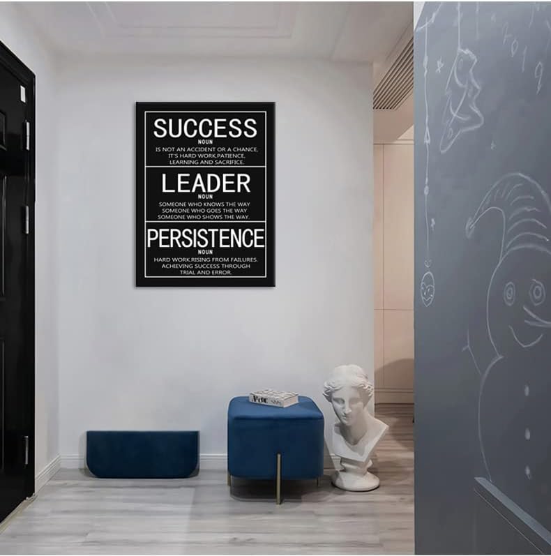 Inspirational Canvas Wall Art Success Noun Leader Noun Persistence Noun Motivational Picture Painting Posters Prints Artwork Office Library Wall Decor Framed [30"W X 40"H]