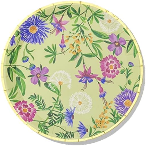 Coterie - Wildflower Decorative Small Paper Plates with Floral Design for Bridal, Baby Shower, Tea Party, Set of 10 | 7.25' Dessert/Salad Plates