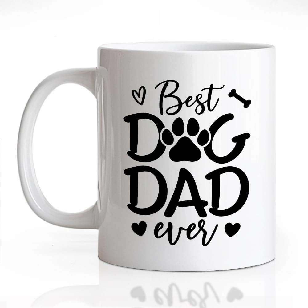 Best Dog Dad Ever Ceramic Coffee Mug for Men Dog Father, Funny 11oz Coffee Mug Gifts For Dogs Lover, Novelty Father's Day Christmas Birthday Gifts, Fur Dad Present, Dogs Father Mugs