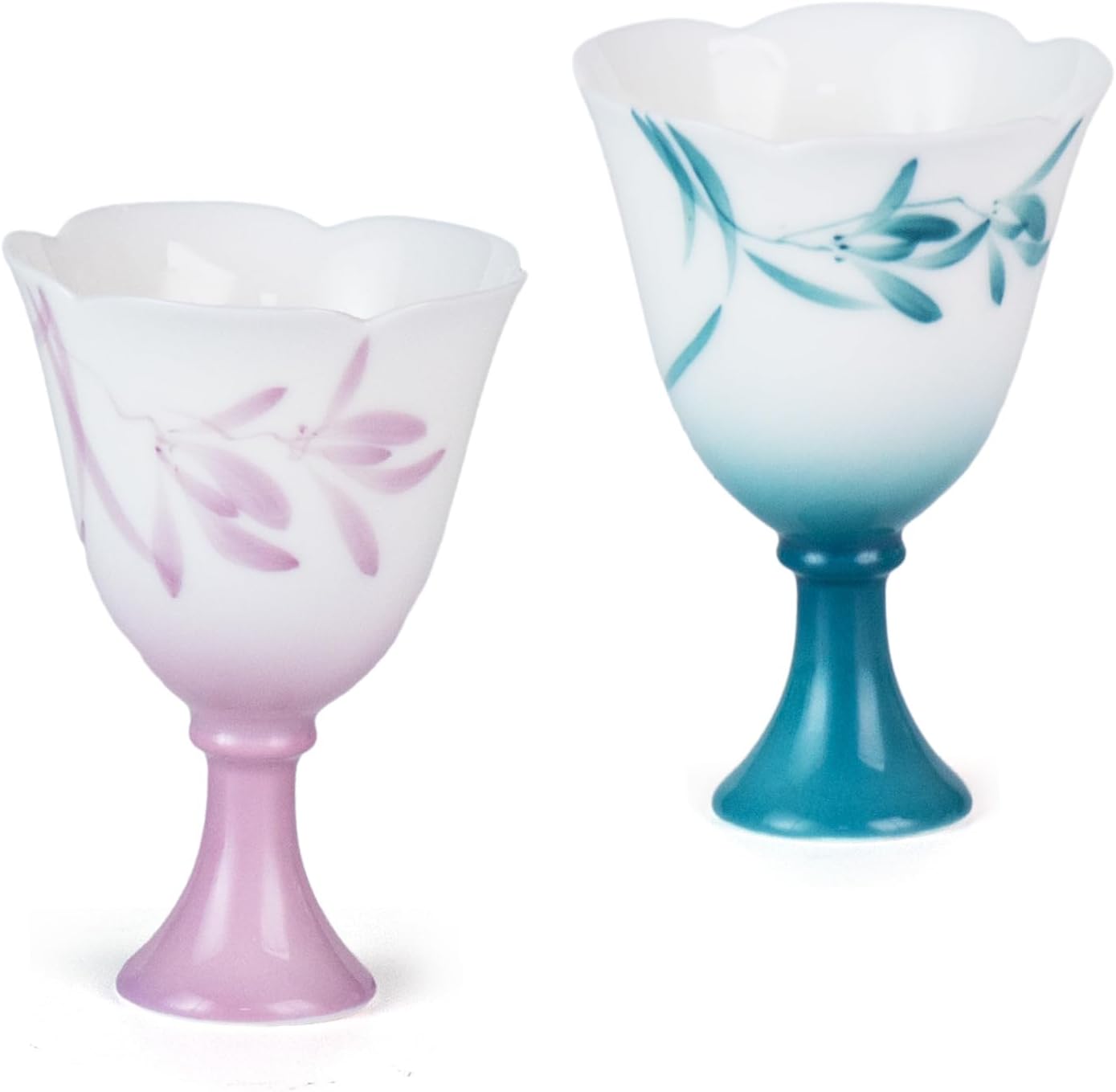 KAMMAK Ceramic Tea Cups Small, Cute Vintage Coffee Cup Set of 2, Porcelain Teacups Espresso Mug, 1.5oz Hand Painted Chinese Afternoon Tea Party Mugs, Birthday Gift for Women Men, Spring Beauty