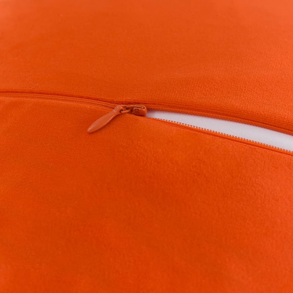 JWH Handmade 3D Flower Pillow Covers Aesthetic Decorative Round Throw Pillow Floral Pillow Cases Velvet Pillowcase Accent Cushion for Living Room Bed Couch Home 12 Inch Red Orange