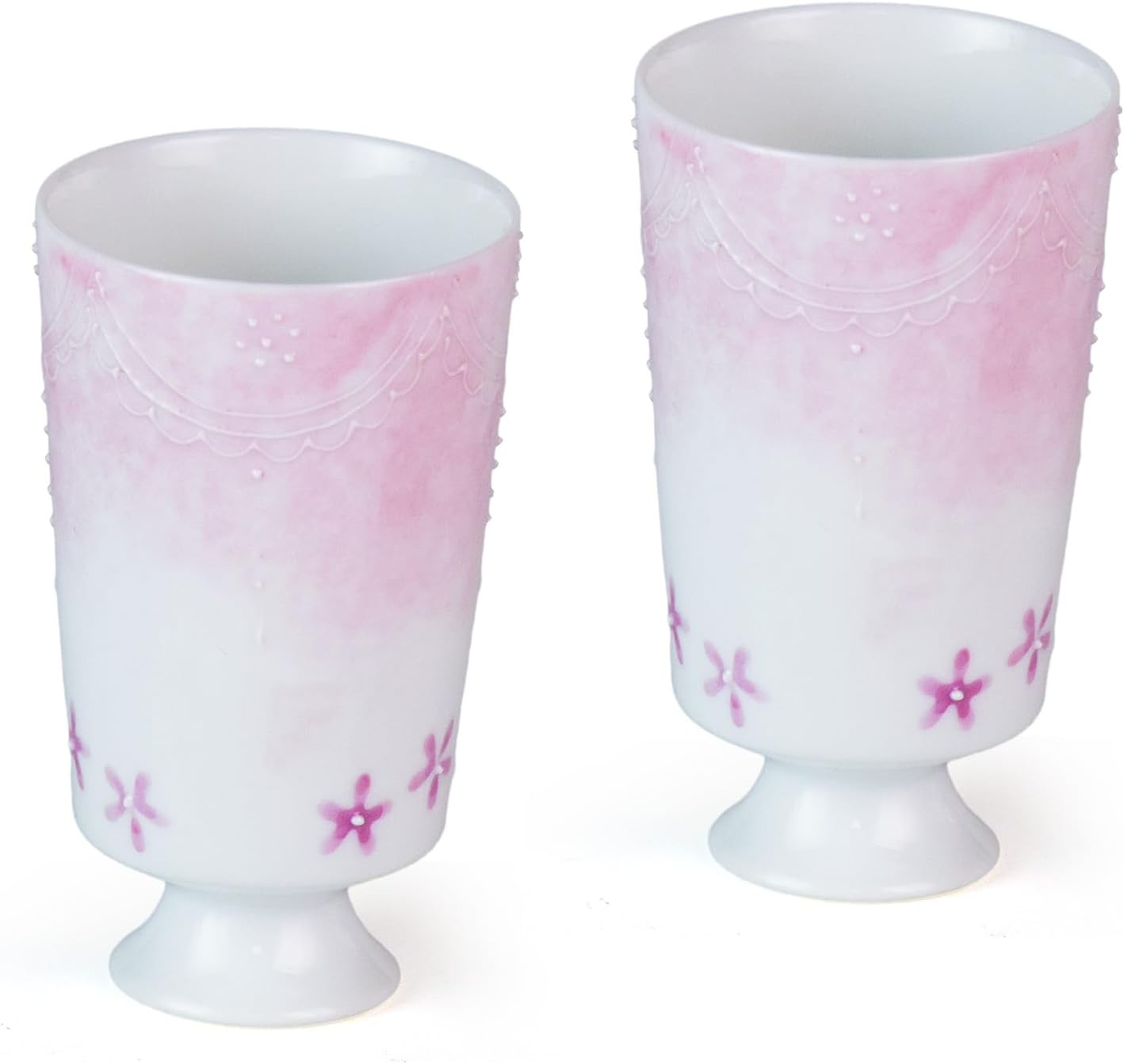 KAMMAK Ceramic Tea Cups Small, Cute Vintage Coffee Cup Set of 2, Porcelain Teacups Espresso Mug, 2.2oz Hand Painted Chinese Afternoon Tea Party Mugs, Birthday Gift for Women Men, Yutian Zi