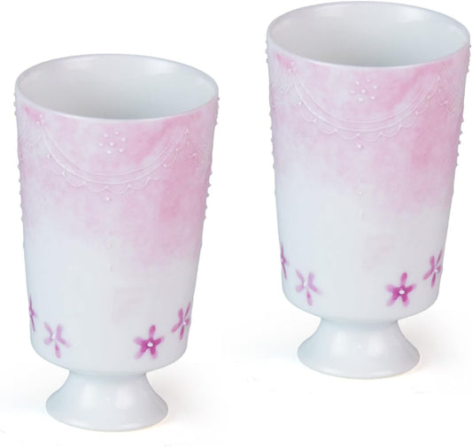 KAMMAK Ceramic Tea Cups Small, Cute Vintage Coffee Cup Set of 2, Porcelain Teacups Espresso Mug, 2.2oz Hand Painted Chinese Afternoon Tea Party Mugs, Birthday Gift for Women Men, Yutian Zi