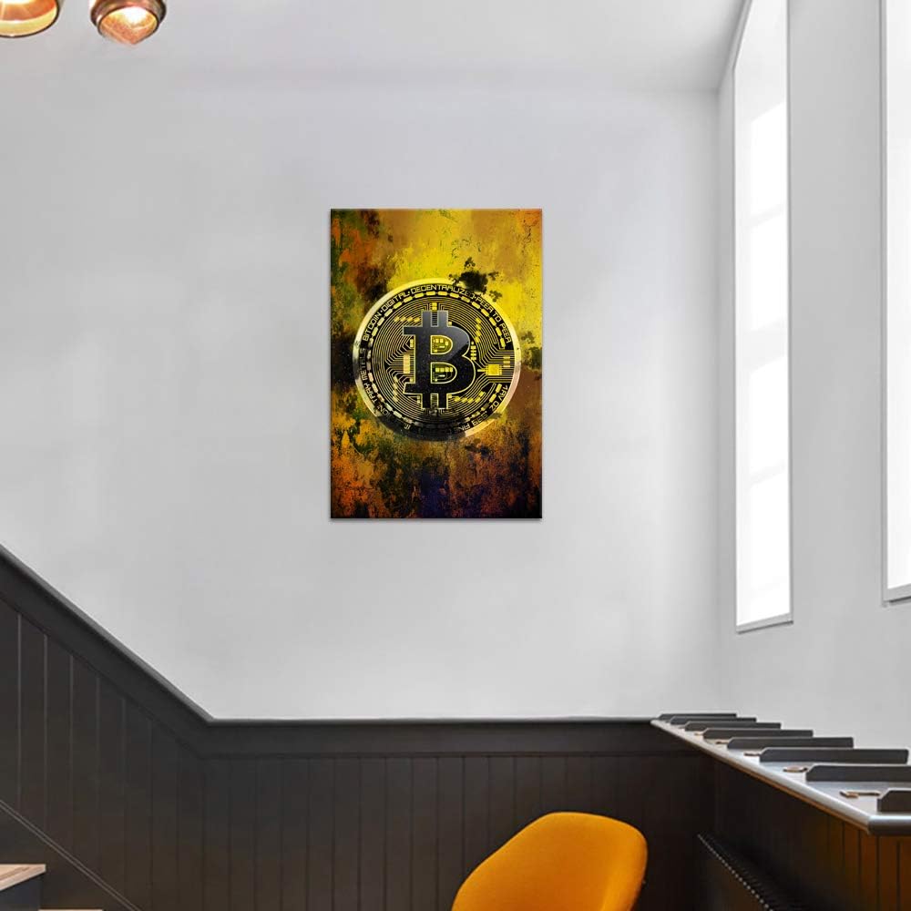 Bitcoin Inspirational Wall Art Motivational Entrepreneur Pictures Cryptocurrency Trader Hodler Canvas Painting Modern Hodl Crypto Btc Posters Prints Artwork for Office Decorations Framed (24¡±Wx36¡±H)