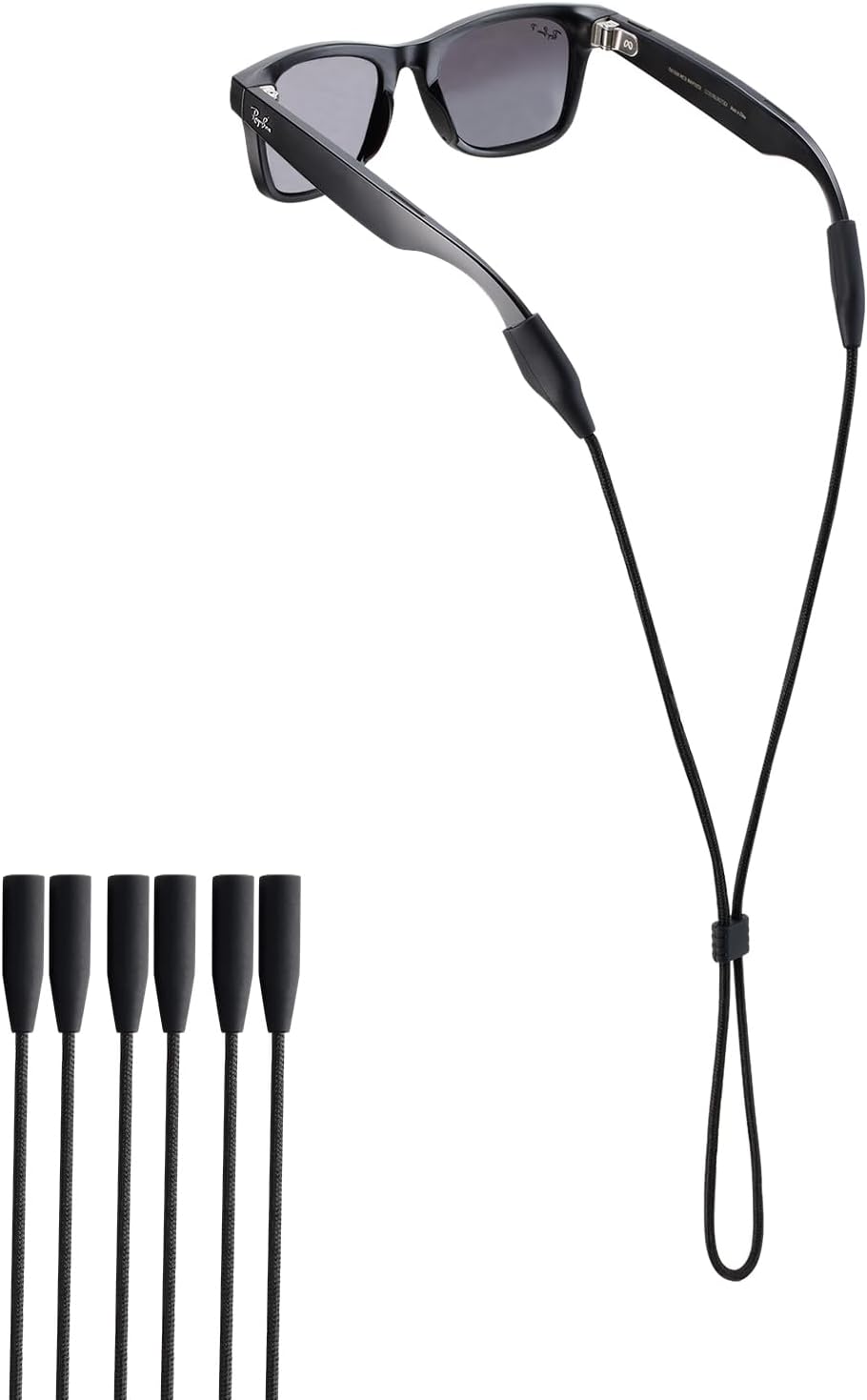 Glasses Strap for Ray-Ban Meta & Wide Frame Glasses – 3pcs Adjustable Sunglasses Straps Cords for Men Women kids-Eye Glasses Holders Around Neck, Lanyard String Chain Rope for Sports (Black)