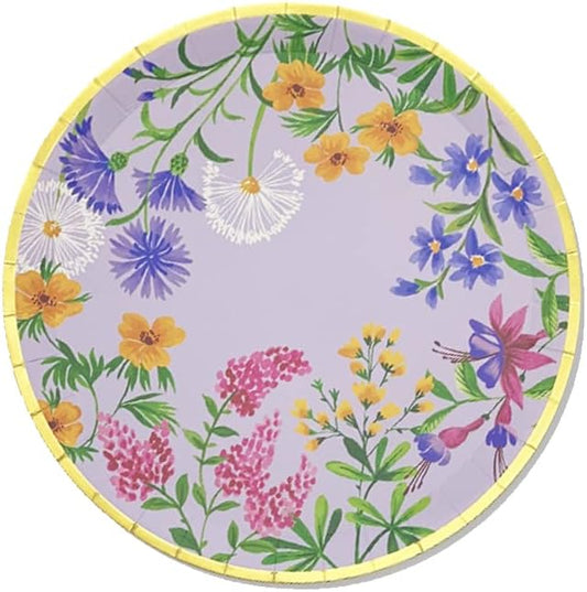 Coterie - Wildflower Decorative Large Paper Plates with Floral Design for Bridal, Baby Shower, Tea Party, Set of 10 | 9.25" Dinner Plates