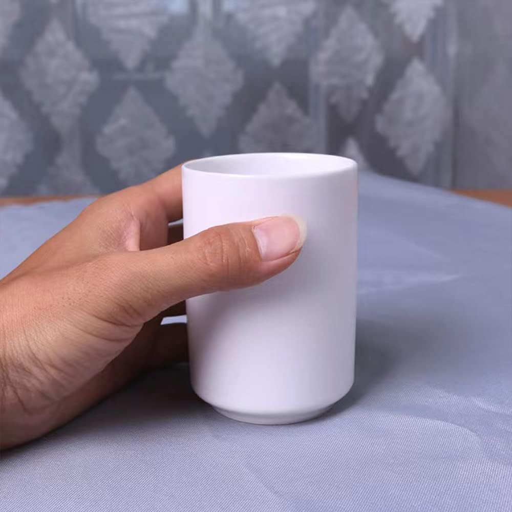 Japanese Style Ceramic Tea Cup, Handleless Ceramic Mug, Matte Glazed Couple Cup, Suitable for Drinking Water, Tea, Coffee (White)