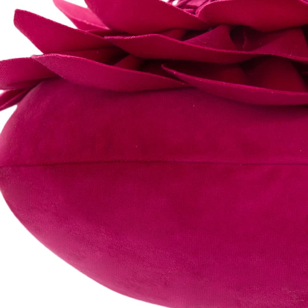 Decorative Throw Pillow 3D Flower Round Pillow Accent Handmade Cushion with Insert for Couch Bed Home Decor 14 inch Rose Red
