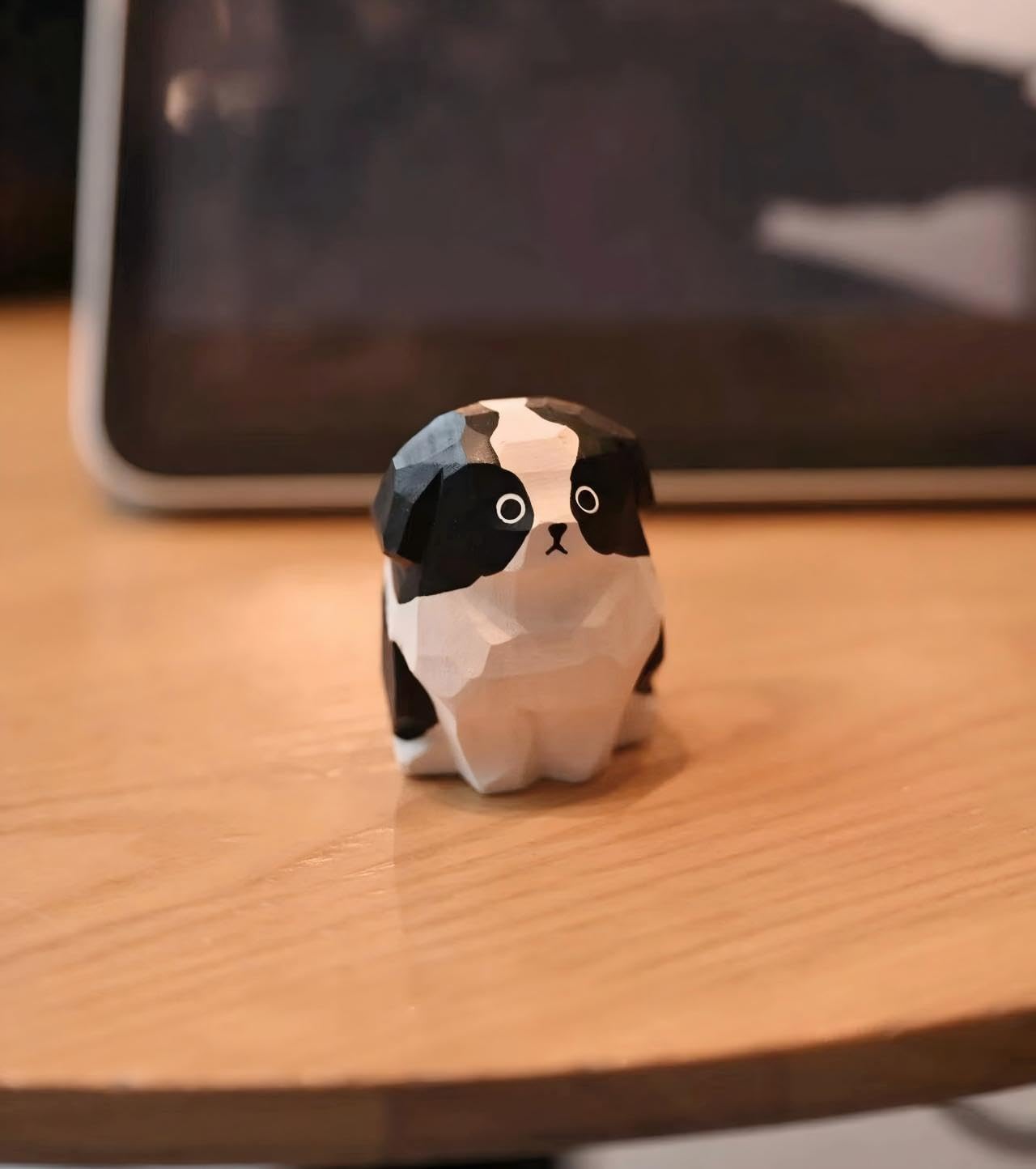 Cute Small Wood ‌Border Collie Figurine,1.6'' Handmade Carved BC Statue, Unique Bordie‌ Dog Figure Collectibles Home Decor Gift for Dog Lover