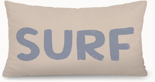 Coastal Beach Surf Room Decor 12x20 Pillow Cover, Nautical Coastal Beach Retro Surf Decorative Lumbar Pillow Covers for Girls Boys Bedroom College Dorm Sofa Couch