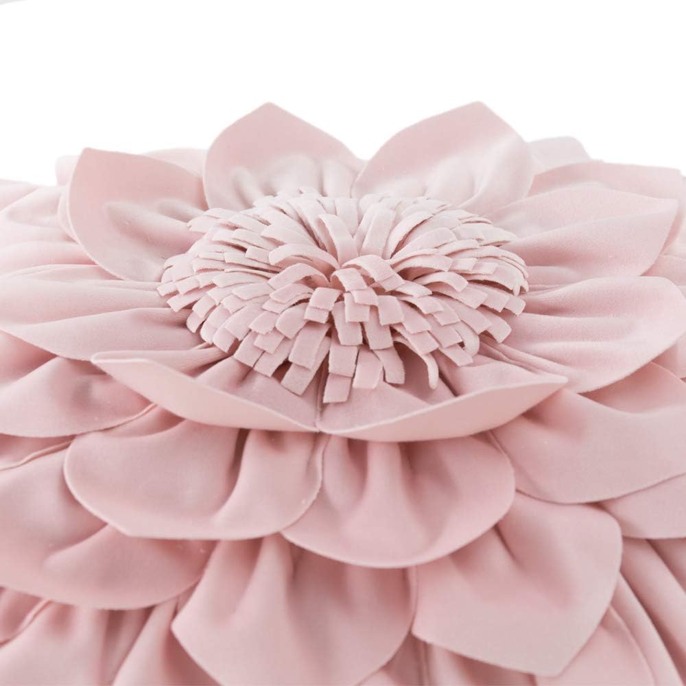 Decorative 3D Flower Throw Pillow Covers Handmade Pillowcases for Sofa Bed Home Room Decor 18 x 18 Inch Light Pink