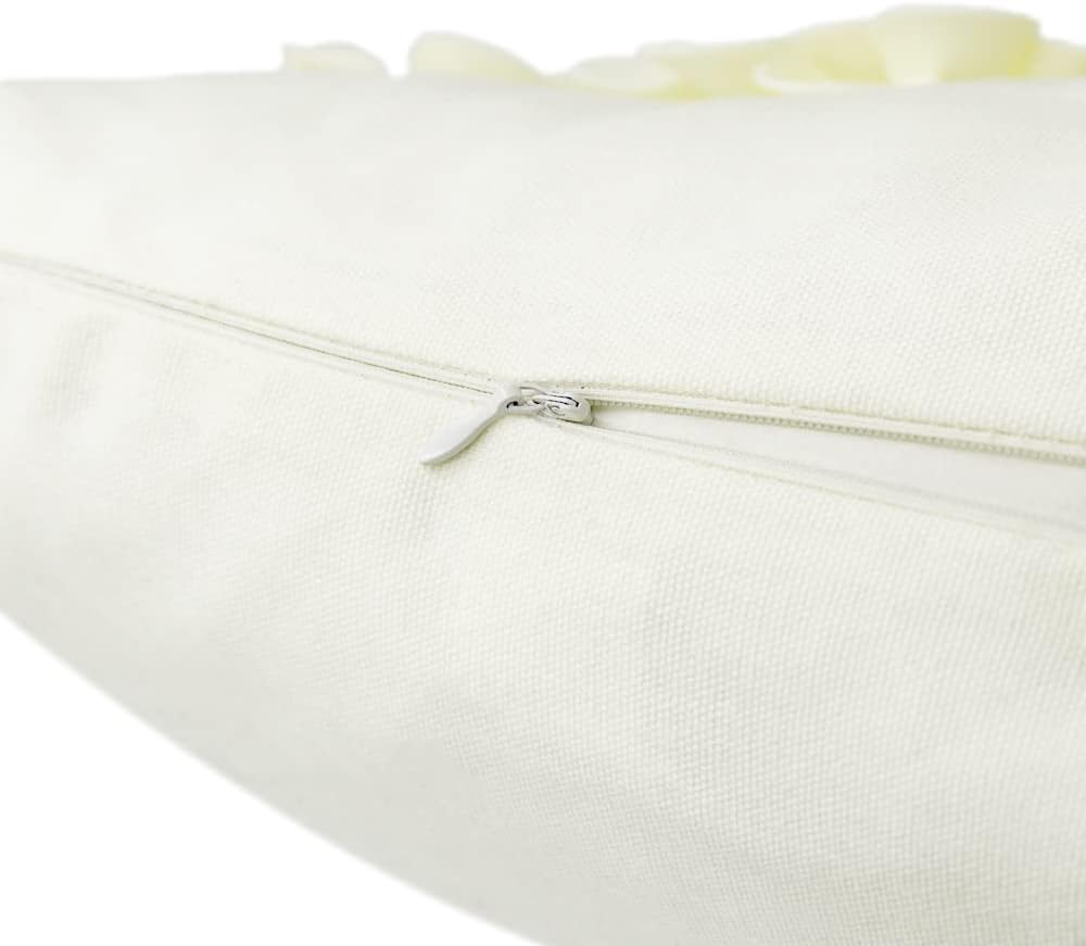 JWH Handmade 3D Flower Throw Pillow Covers Aesthetic Decorative Colorful Floral Accent Pillow Cases Stereo Pillowcase Cute Cushion for Car Bed Couch Bedroom Decor 18x18 Inch Creamy White