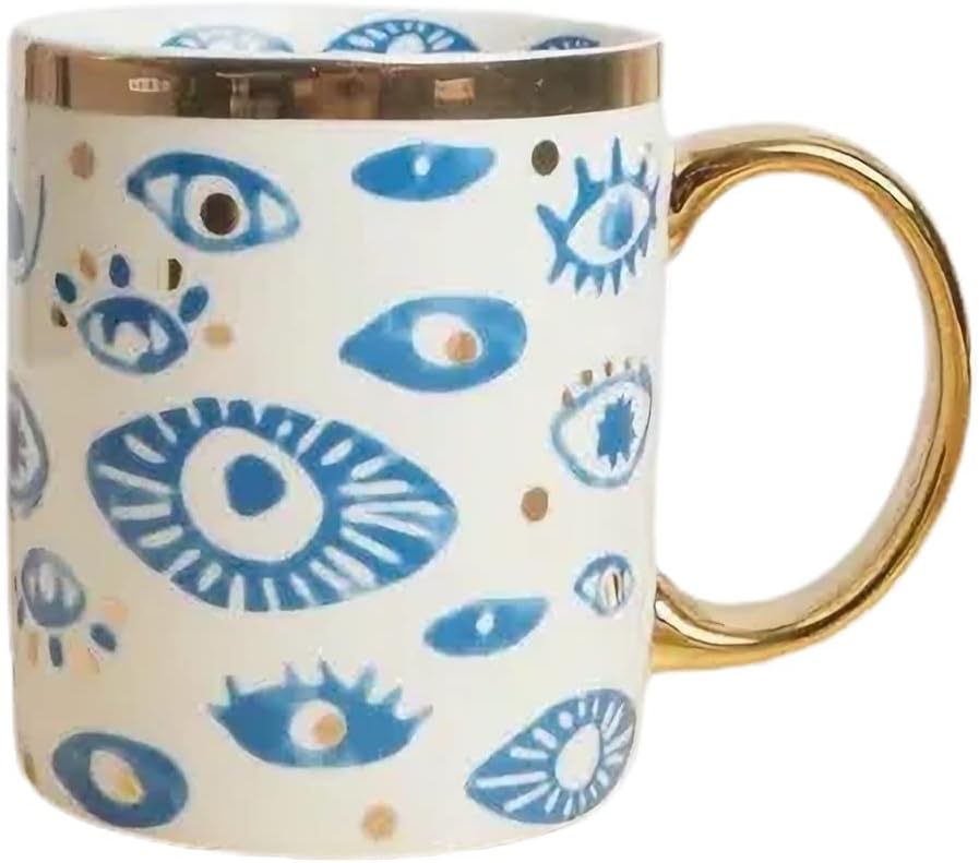 Evil Eye Ceramics Coffee Mugs 12oz Perfect for Cappuccino Latte Tea Beer Hot and cold drinks, Coffee Cups for home and office, Dishwasher Safe (Eyes)