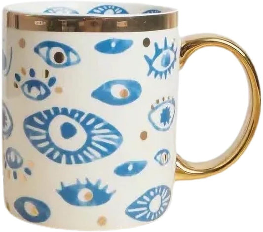 Evil Eye Ceramics Coffee Mugs 12oz Perfect for Cappuccino Latte Tea Beer Hot and cold drinks, Coffee Cups for home and office, Dishwasher Safe (Eyes)