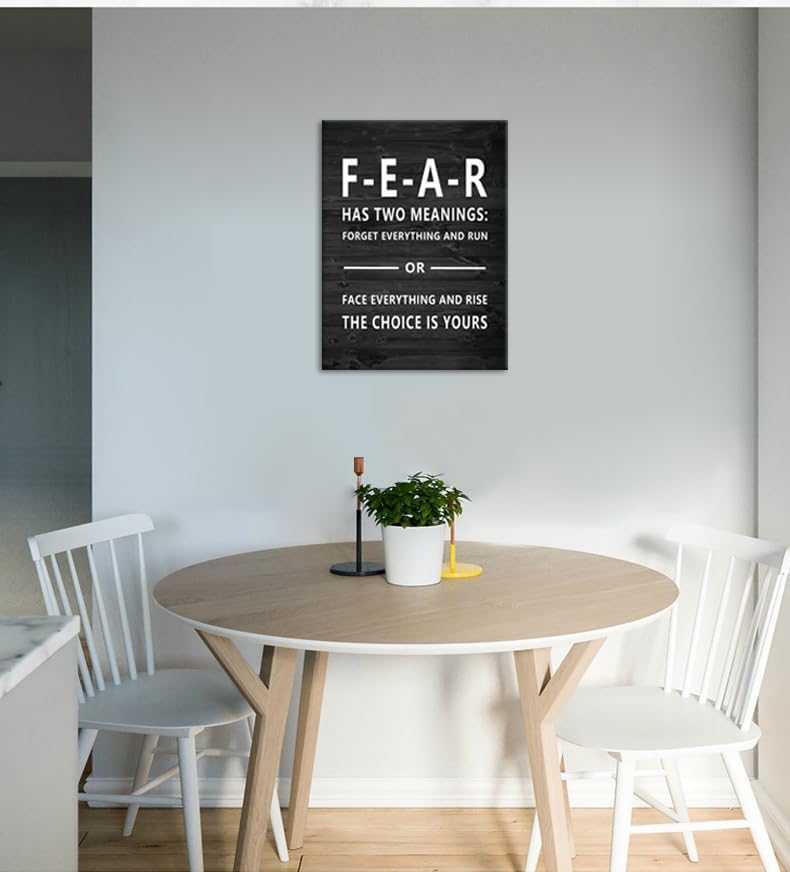 Inspirational Wall Art for Office Quotes Theme Wall Decor for Fear Has Two Meanings Motivational Canvas Prints Poster Framed Artwork Wall Art for Home Decor Framed and Stretched[18''W X 24''H]