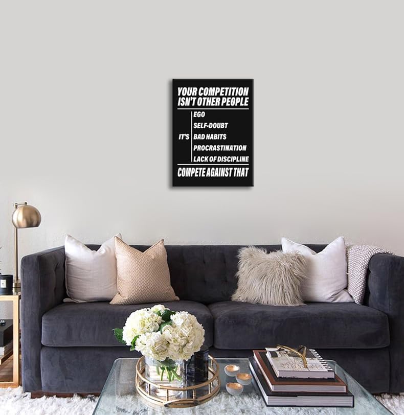 Inspirational Canvas Wall Art Discipline Posters Motivational Painting Pictures Positive Office Wall Decor Quotes Prints Artwork Living Room School Bedroom Framed Ready to Hang[18''W X 24''H]