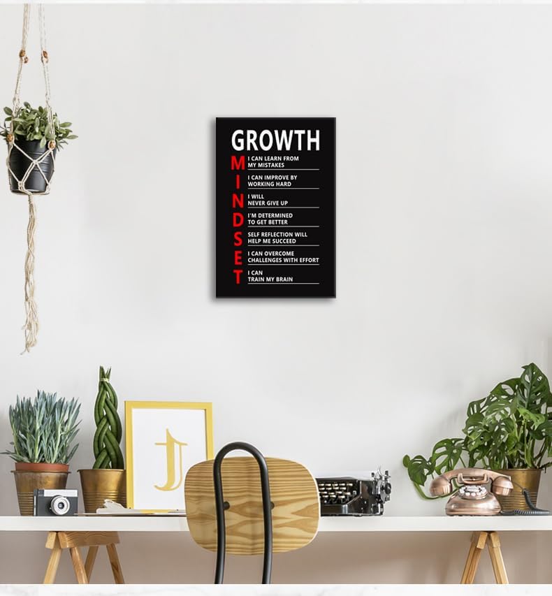Inspirational Canvas Wall Art Motivational Growth Mindset Poster Inspiring Prints Artwork for Home Living Room Modern Office Wall Decor Painting Pictures Gym Framed Ready to Hang[12''W X 18''H]