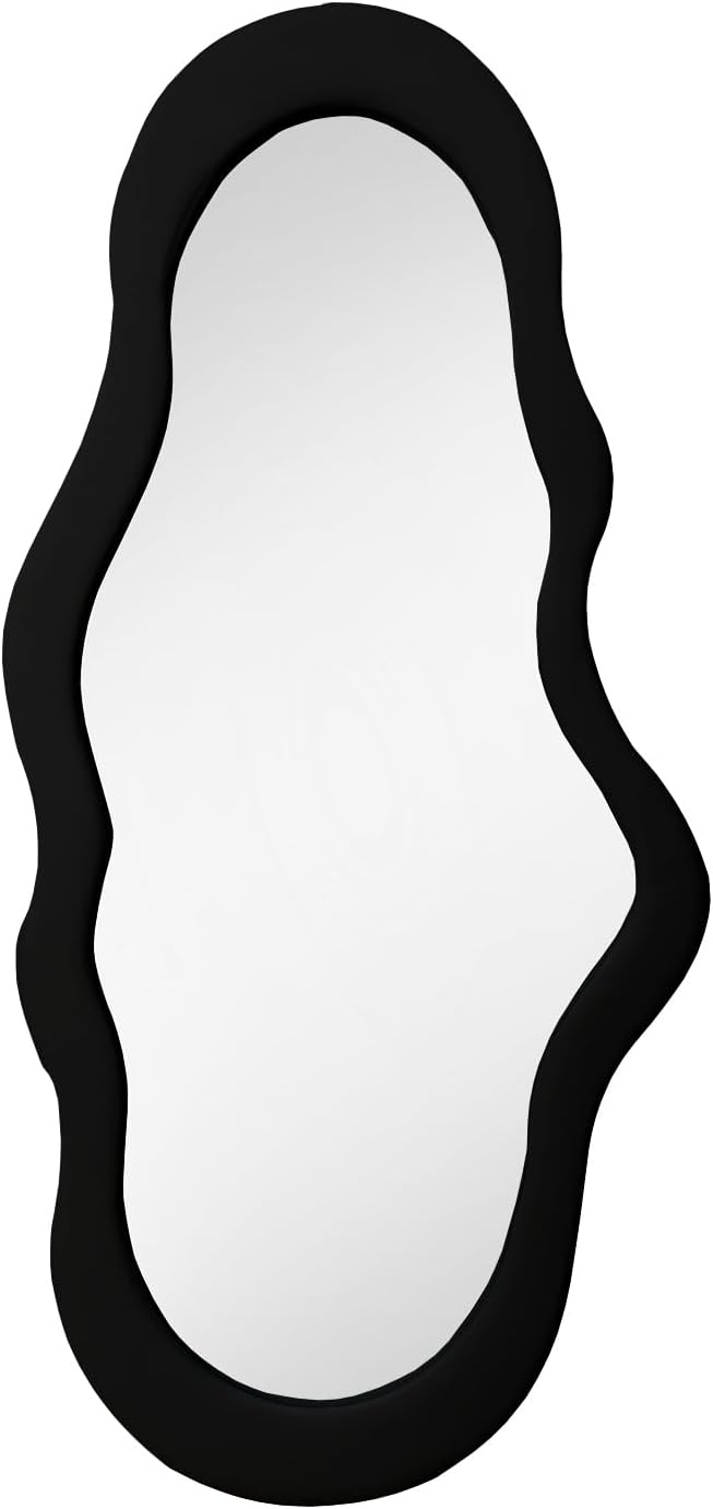 Cloud Shape Black Frame Mirror Unique 44X21 Inch Full Length Wall Mounted Mirror Tall Mirror Full Body Floor Length Mirror Dressing Body Mirror Frameless Mirror for Bedroom Bathroom Living Room