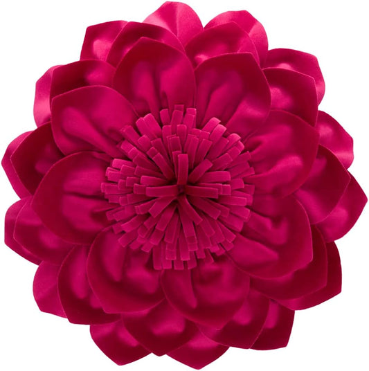 Decorative Throw Pillow 3D Flower Round Pillow Accent Handmade Cushion with Insert for Couch Bed Home Decor 12 Inch Rose Red