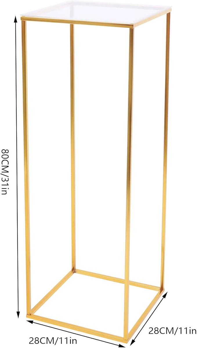 Metal Flower Stand - Rectangular Geometric Gold Centerpiece for Wedding Decorations, Party Events (31.49inch)