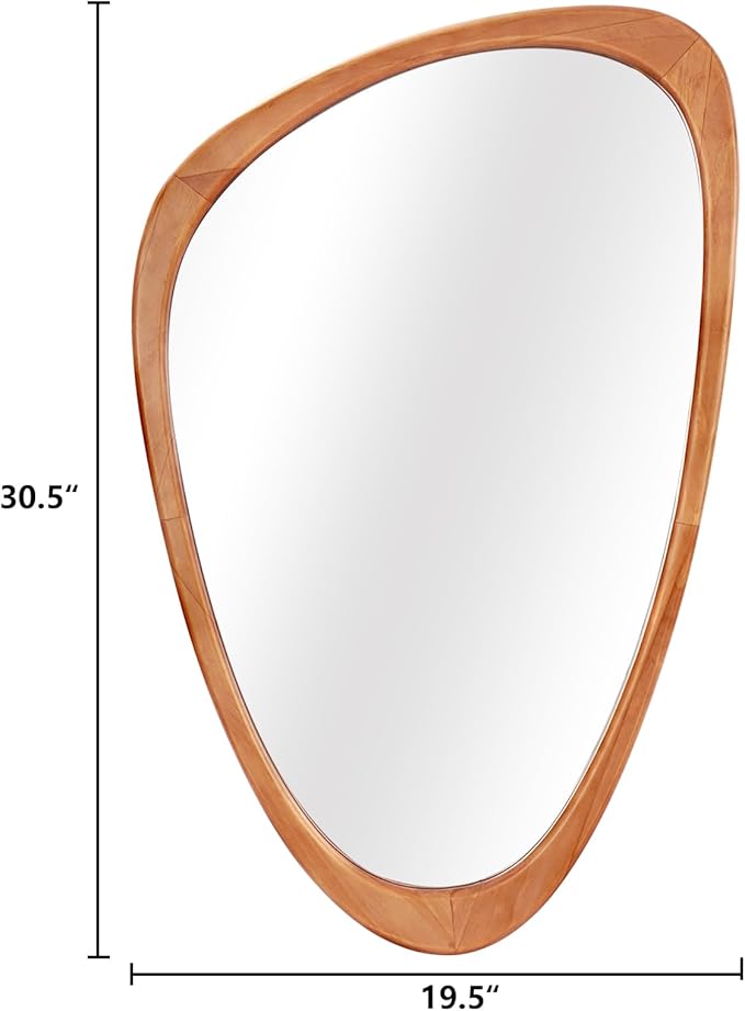 WallBeyond Asymmetrical Mirror, Irregular Wall Mirror, Wall Mirrors Decorative for Bedroom Living Room Entryway Hall, Wood Mirror for mid Century Modern Decor 30" H x 19" W