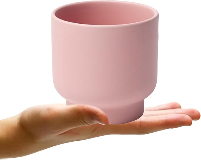 LB Pink Ceramic Plant Pots for Indoor Plants, Succulent Planters Ceramic Plant Pot, Cute Flower Pots for Living Room Office Home Decor, Round Flower Pot of 4.3 Inch(Plant Not Included)