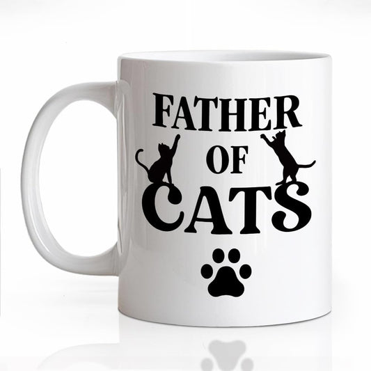 Father Of Cats Ceramic Coffee Mug for Men, Funny 11oz Black Cat Coffee Mug Gifts For Cats Lover, Novelty Fathers Day Christmas Birthday Present, Cat Dad Gifts