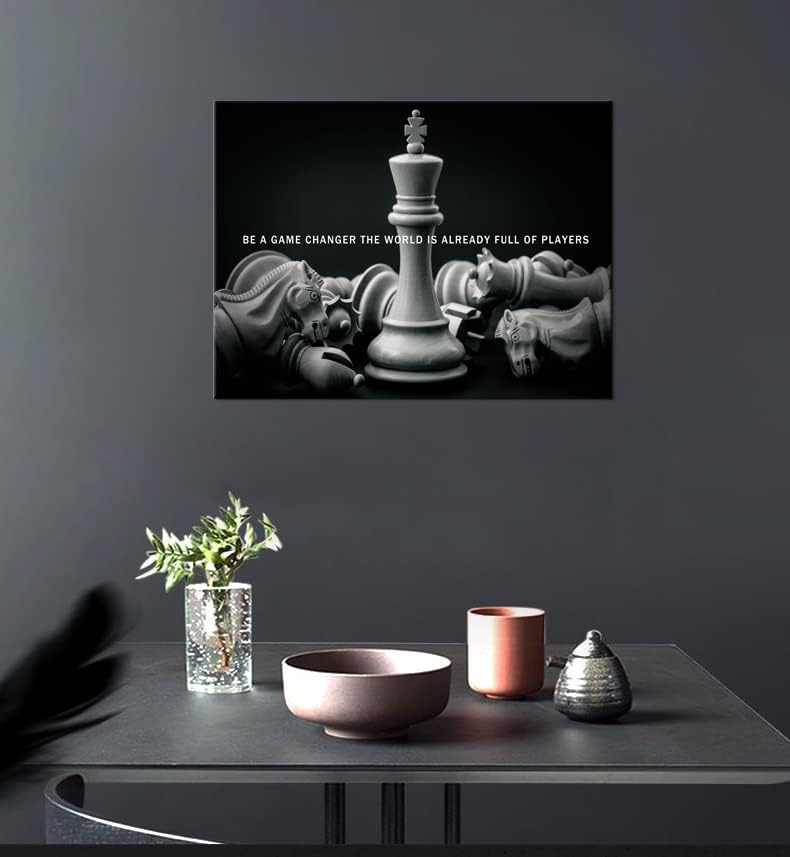 Inspirational Wall Art International Chess Motivational Poster Be A Game Changer The World Is Already Full Of Players Canvas Painting Prints Wall Pictures for Home Decor Framed Artwork [18''W x 24''H]