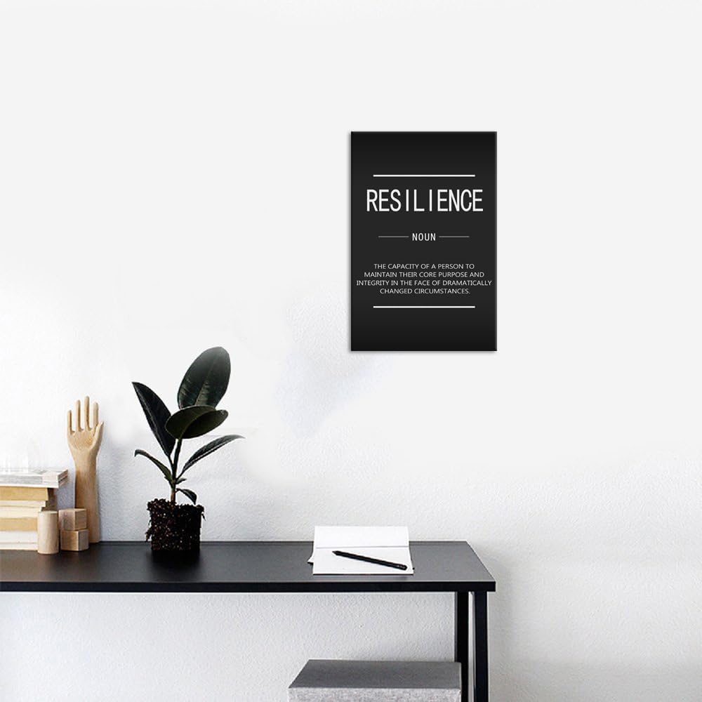 Inspirational Wall Art Motivational Posters Prints on Canvas Resilience Noun Inspiring Quotes Pictures Prints Wooden Artwork Home Office Decor for Bedroom Framed Ready to Hang[12''W X 18''H]