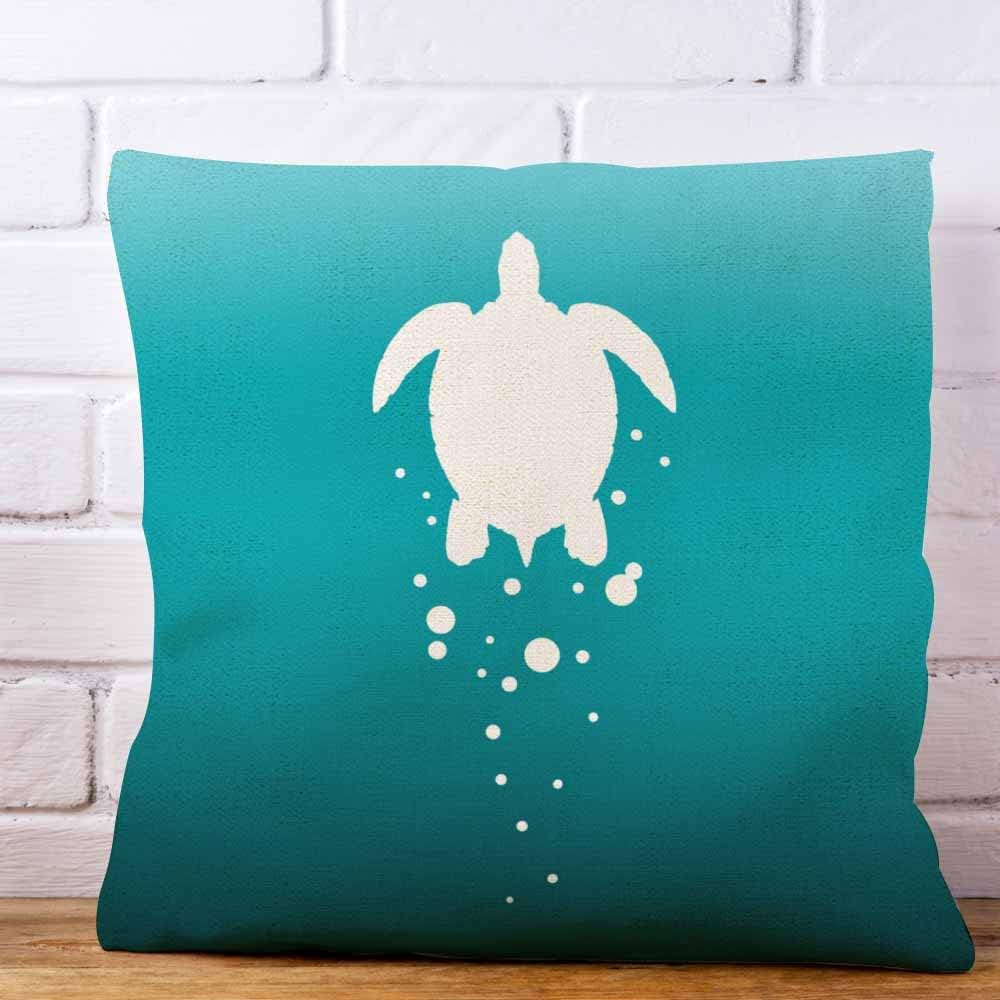 IBILIU Throw Pillow Covers Sea Turtle Amp Bubbles Against Blue-Green Ocean Cushion Pillow Case Home Decor Pillowcase 18x18 Inches