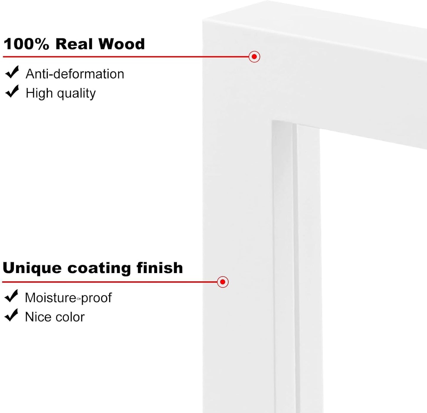 KINLINK 10x12 Picture Frame White, Solid Wood Frames with Acrylic Plexiglass for Pictures 7x9 with Mat or 10x12 without Mat, Tabletop and Wall Display Photo Frame, Set of 4