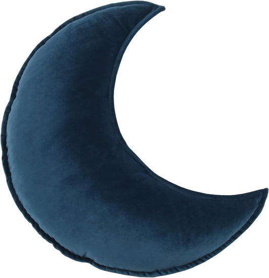 JIKAL Star Moon Shaped Pillow Soft Velvet Nursery Stuffed Throw Pillows for Kids Room Couch Reading Nook Decor (Moon, Teal)