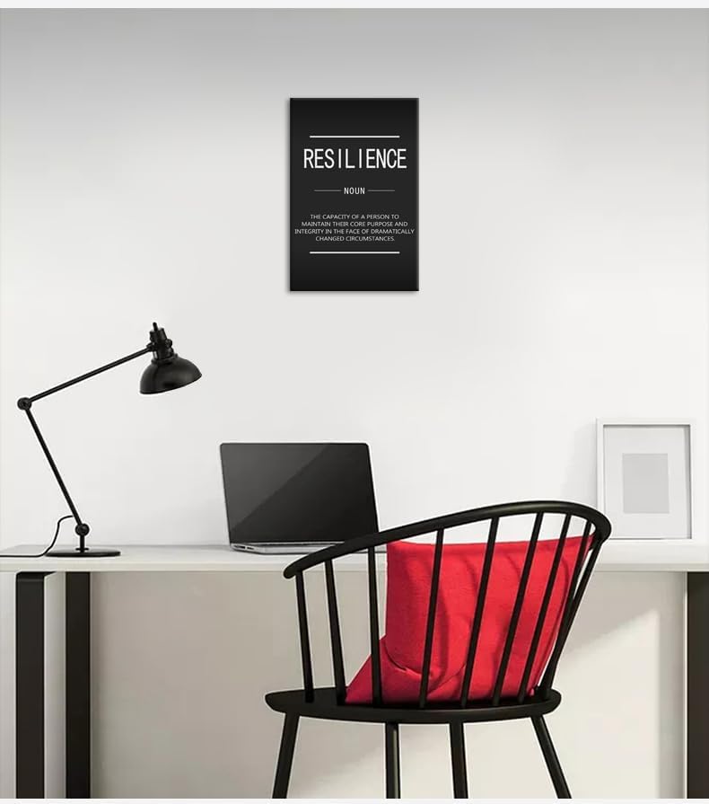 Inspirational Wall Art Motivational Posters Prints on Canvas Resilience Noun Inspiring Quotes Pictures Prints Wooden Artwork Home Office Decor for Bedroom Framed Ready to Hang[12''W X 18''H]