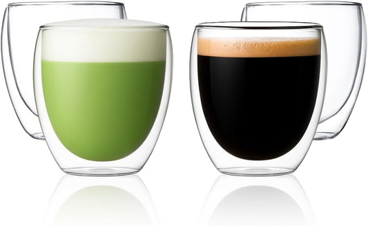 LEMONSODA Insulated Glasses Double Walled (8.5 oz, 12 oz) (8.5oz, Set of 4)