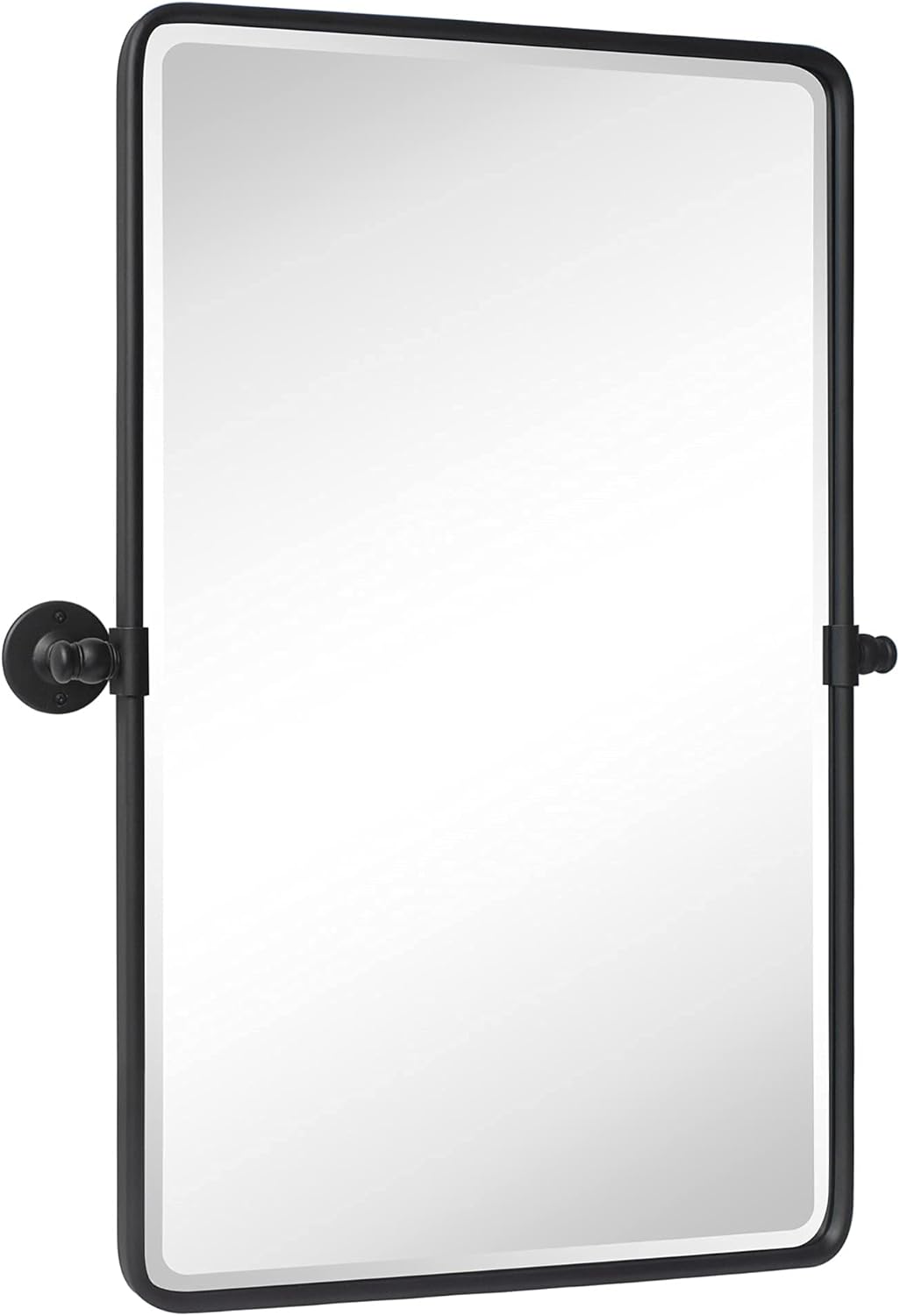 Farmhouse Pivot Rectangle Bathroom Mirror Black Metal Framed Tilting Beveled Vanity Mirrors for Wall, Overall 23.91 x 30 inches (Mirrror 20 x 30 inches)