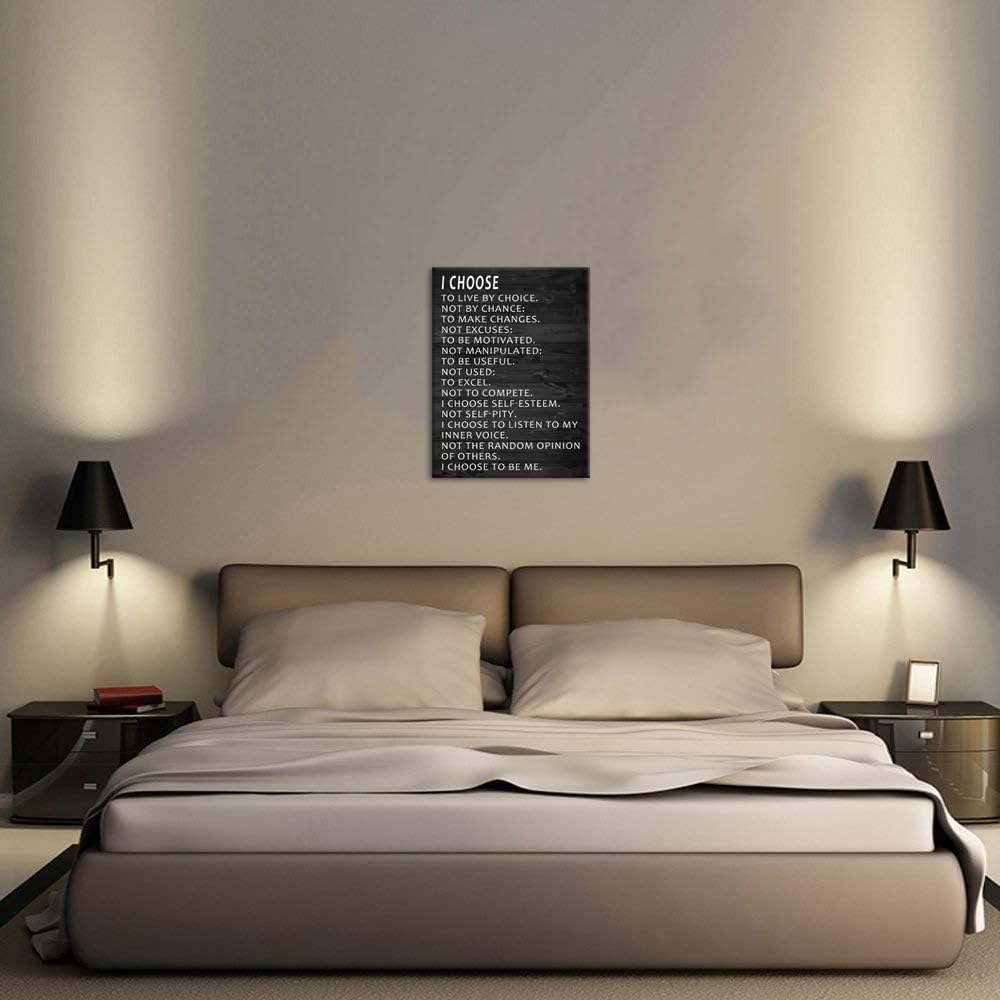 Inspirational Canvas Wall Art I Choose to Live by Choice Motivational Poster Canvas Painting For Wall Prints Quotes Artwork Framed Office Wall Decor for Bedroom Living Room[18''W X 24''H]