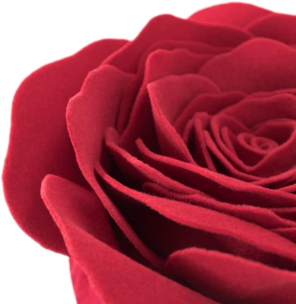 JWH Stereo Flower Throw Pillow Cover Aesthetic Decorative 3D Floral Accent Pillow Case Round Cushion Handmade Pillowcase for Couch Bed Living Room Chair Bedroom 14 Inch Rose Red