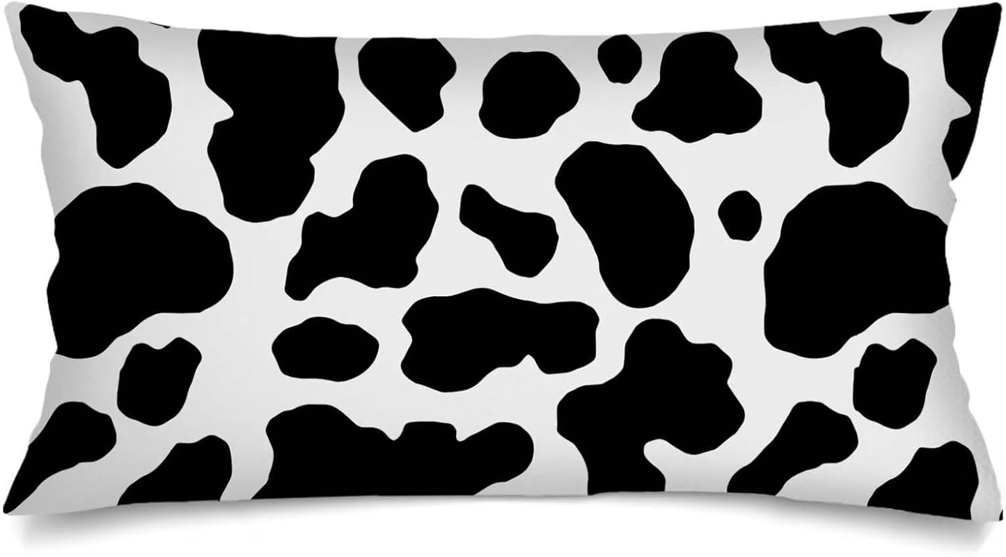 Cow Print Pillow Cases King Size Pillow Covers with Zipper, Black and White Cow Cowhide Printed Cushion Case Western Pillows Cover Farmhouse Decorative Pillowcase for Bed,Couch,Sleeping,20"x40"