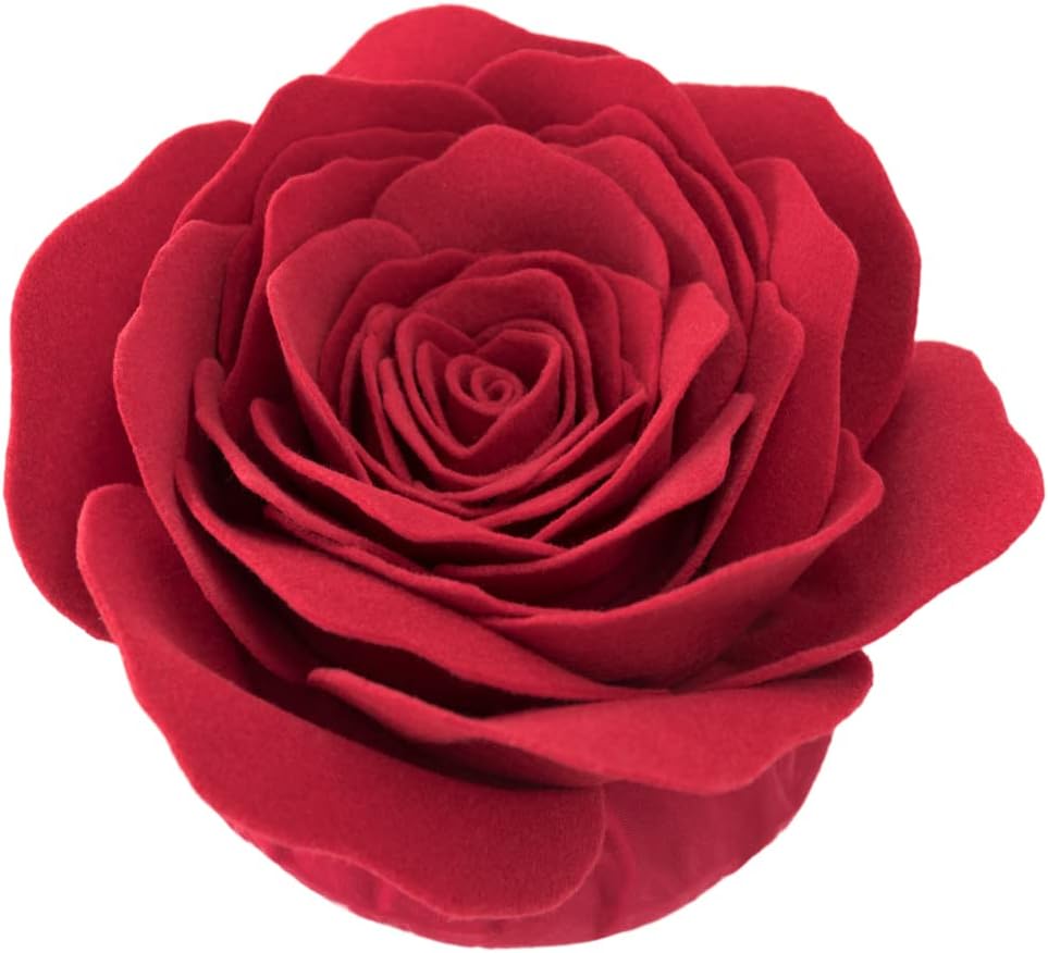 JWH Stereo Flower Throw Pillow Cover Aesthetic Decorative 3D Floral Accent Pillow Case Round Cushion Handmade Pillowcase for Couch Bed Living Room Chair Bedroom 14 Inch Rose Red