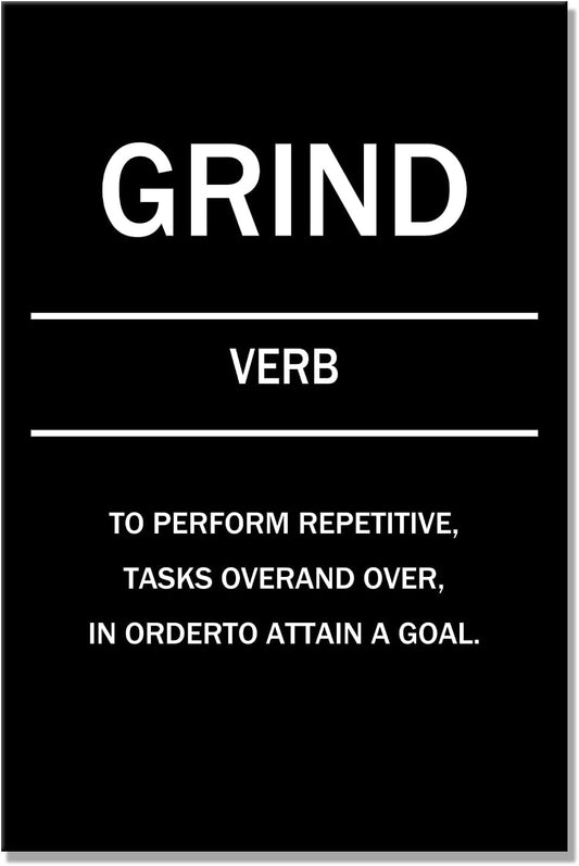 GoForArt Motivational Canvas Wall Art, Famous Quote Inspirational Prints Wall Decor,GRIND Poster for Office Living Room, Bedroom Dining Room Artwork Home Decoration 12x18in